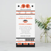 Invitation Bright Orange and Black Football Mariage (Debout devant)