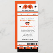 Invitation Bright Orange and Black Football Mariage (Devant / Derrière)