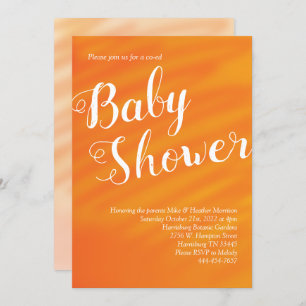 Invitation Bright Orange Baby shower Gender Neutral Co-Ed