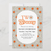 Invitation Bright Orange Daisy Floral Super 2e anniversaire (Devant)
