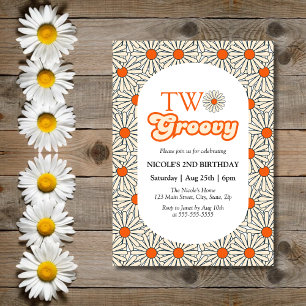 Invitation Bright Orange Daisy Floral Super 2e anniversaire