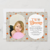Invitation Bright Orange Daisy Photo Super 2e anniversaire (Devant)