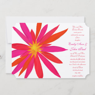 Invitation Bright Orange rouge Jaune Mariage Floral moderne
