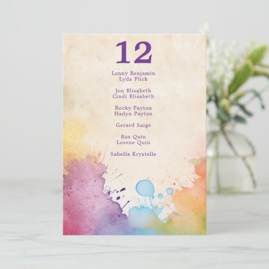 Invitation Bright paint éclaboussures tableau de sièges maria (Debout devant)