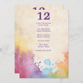 Invitation Bright paint éclaboussures tableau de sièges maria (Devant / Derrière)