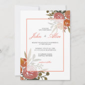 Invitation Bright Peach et Orange Floral Mariage (Devant)