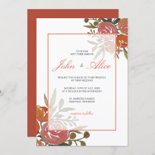 Invitation Bright Peach et Orange Floral Mariage