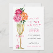Invitation Bright Peony w/QR Code on Back, Brunch and Bubbly (Devant)
