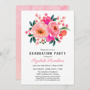 Invitation Bright Pink Floral Bouquet Party