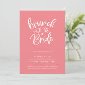 Invitation Bright Pink Hearts Calligraphie Brunch nuptial (Debout devant)