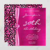 Invitation Bright Pink Leopard Glam 30e anniversaire (Devant / Derrière)
