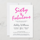 Invitation Bright Pink Quarty Fabulous | 60e fête d'anniversa (Devant)
