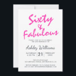 Invitation Bright Pink Quarty Fabulous | 60e fête d'anniversa<br><div class="desc">Une élégante invitation photo de 60e anniversaire que vous pouvez personnaliser et envoyer pour votre fête de soixantième anniversaire. Les mots "Sixty and Fabulous" en noir et rose vif sont mis à l'aide d'un script élégant et de typographie moderne. Conçu exclusivement pour vous par Happy Dolphin Studio ! @happydolphinstudio</div>