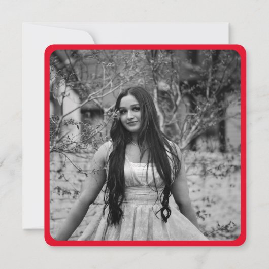 Invitation Bright Pink Red Script Photo Chic Graduation Party (Dos)