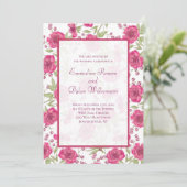 Invitation Bright Pink Rose Wedding (Debout devant)