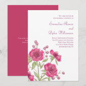 Invitation Bright Pink Rose Wedding (Devant / Derrière)