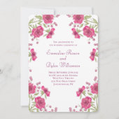 Invitation Bright Pink Rose Wedding (Devant)