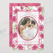 Invitation Bright Pink Rose Wedding Save the Date (Devant / Derrière)