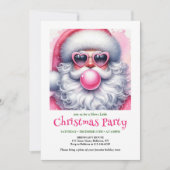 Invitation Bright pink santa chewing gum watercolor invite (Devant)