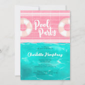 Invitation Bright Piscine tropicale fête rose bleu Sweet 16 (Devant)