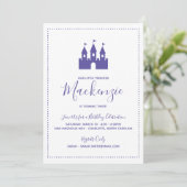 Invitation Bright Purple Princess Castle Anniversaire (Debout devant)