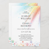 Invitation Bright Rainbow Bubble Light LGBTQ Handfasting (Devant / Derrière)