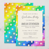 Invitation Bright Rainbow Hexagons Modern Graduation Party (Devant / Derrière)