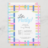 Invitation Bright Rainbow Plaid Invite - Colourful Pastel (Devant / Derrière)