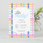 Invitation Bright Rainbow Plaid Invite - Colourful Pastel (Debout devant)