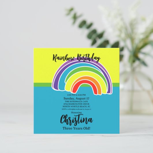 Invitation Bright Rainbows fête d'anniversaire (Debout devant)