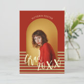 Invitation Bright Red and Gold Photo Graduation Party (Debout devant)