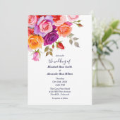 Invitation Bright Red and pink purple roses floral wedding (Debout devant)