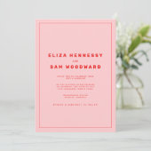 Invitation Bright Red et rose Wes Anderson Mariage inspiré (Debout devant)