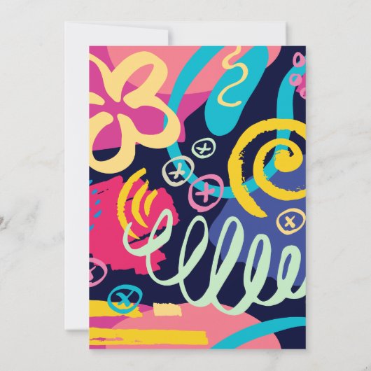 Invitation Bright Retro Doodles Réception de mariage Décontra (Dos)