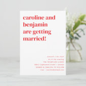 Invitation Bright Retro rouge rose Mariage géométrique tout e (Debout devant)