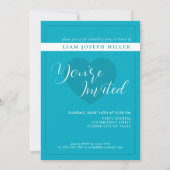 Invitation Bright Rich Sky Blue Script Anniversaire Invitatio (Devant)