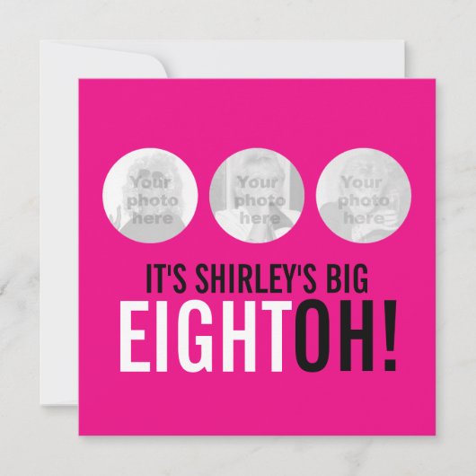 Invitation Bright rose 80th EIGHTOH! photo anniversaire invit (Devant)