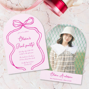 Invitation Bright rose main dessinée Bow Photo Party Graduati