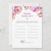 Invitation Bright rose peony Où étions-nous jeu de douche nup (Devant)