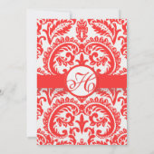 Invitation Bright Snap Dragon Coral Damask Gris Police Mariag (Dos)