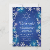 Invitation Bright Snowflake Bleu Hiver Bat mitzvah réception (Devant)