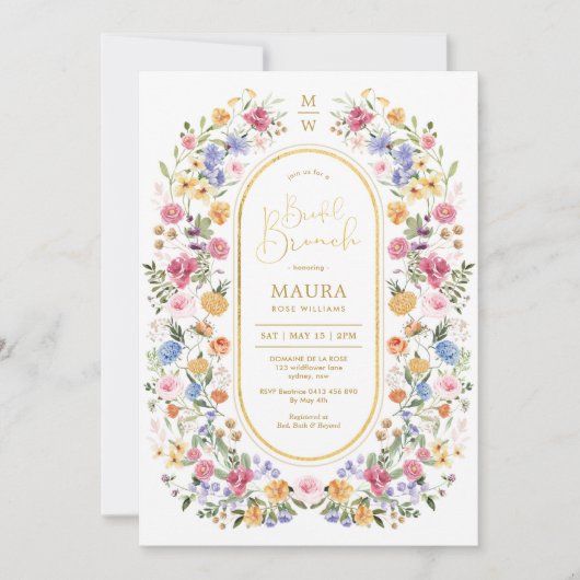 Invitation Bright Spring Fleur sauvage Garden Bridal Brunch (Devant)