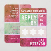 Invitation Bright Star de David Bat mitzvah Réponse RSVP (Devant / Derrière)