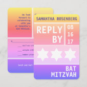 Invitation Bright Star de David Bat mitzvah Réponse RSVP (Devant / Derrière)
