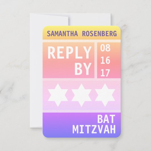Invitation Bright Star de David Bat mitzvah Réponse RSVP (Devant)