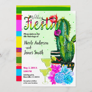 Invitation Bright Stripes Cactus & Succulents FIESTA MARIAGE