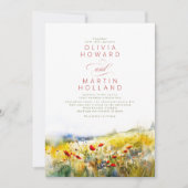 Invitation Bright Summer Fleurs sauvages Boho Photo Mariage (Devant)