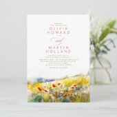 Invitation Bright Summer Fleurs sauvages Boho Photo Mariage (Debout devant)