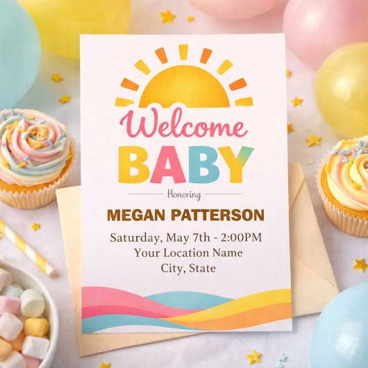 Invitation Bright Sun Baby Welcome Style