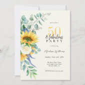 Invitation Bright Sunflowers Floral 50 et fabuleux anniversai (Devant)